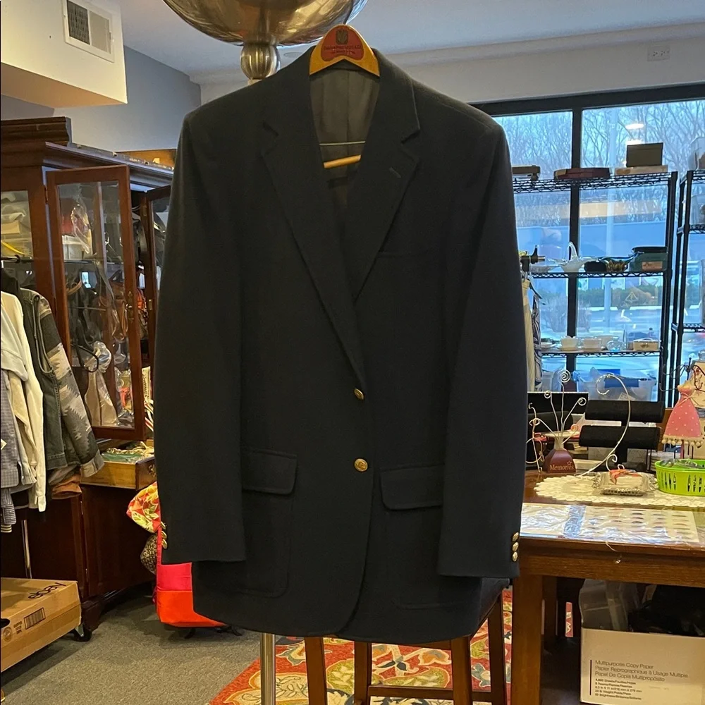 VTG Stanley Blacker for Marshall Field’s Navy Blue Wool Blazer 2‑Button  P2P 22”